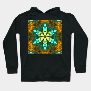 Psychedelic Mandala Flower Teal and Yellow Hoodie